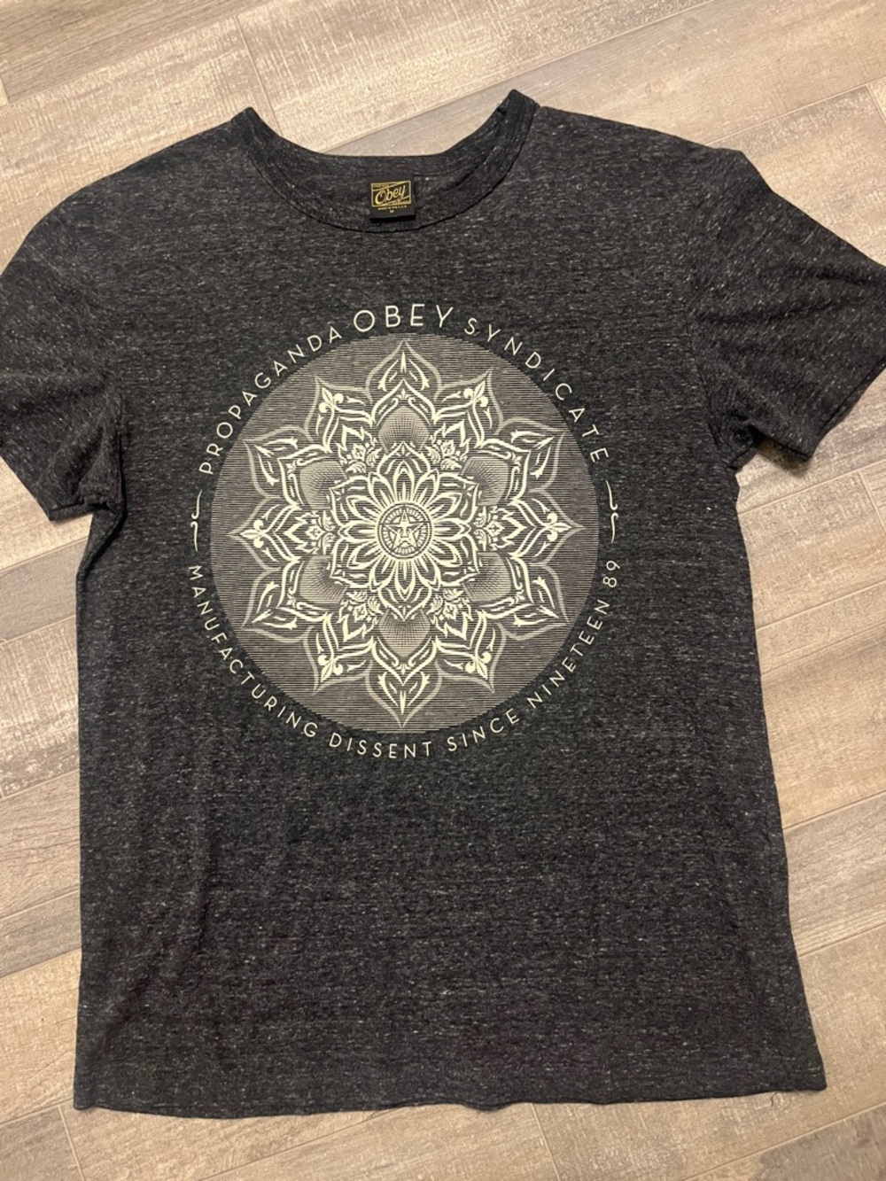 Obey Black Tee with Mandala Graphic